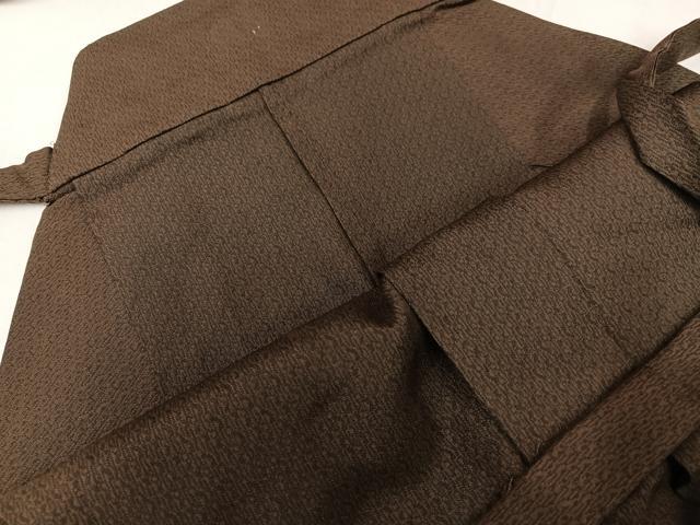 平和屋着物●男性　馬乗り袴　黒茶色　正絹　逸品　AABG7328ph