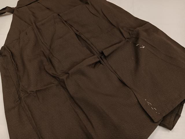 平和屋着物●男性　馬乗り袴　黒茶色　正絹　逸品　AABG7328ph