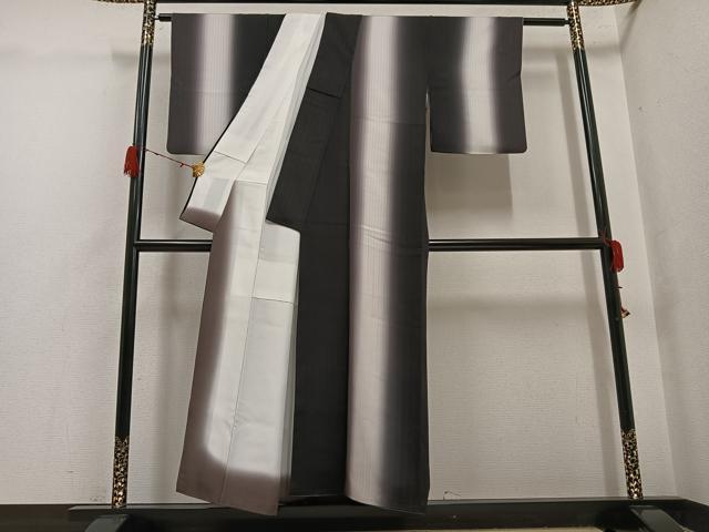 平和屋着物●上質な小紋　間道　暈し染め　正絹　逸品　AABG7331ph