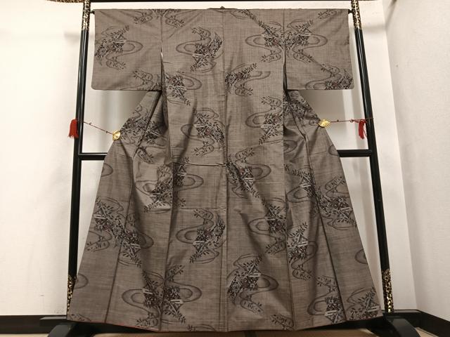 平和屋着物●本場大島紬　カタス9マルキ　草花文　正絹　逸品　AABG7333ph