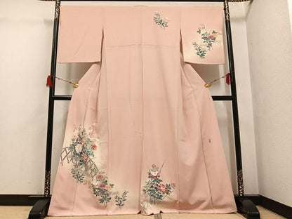 平和屋着物●訪問着　友禅　作家物　枝花文　正絹　逸品　AABG7335ph