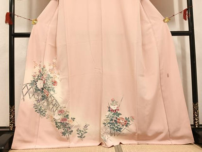 平和屋着物●訪問着　友禅　作家物　枝花文　正絹　逸品　AABG7335ph
