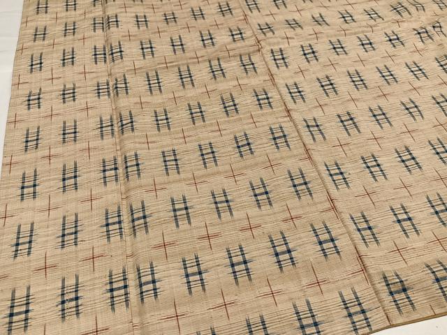 平和屋着物●上質な紬　井桁　正絹　逸品　未使用　AABG7336ph