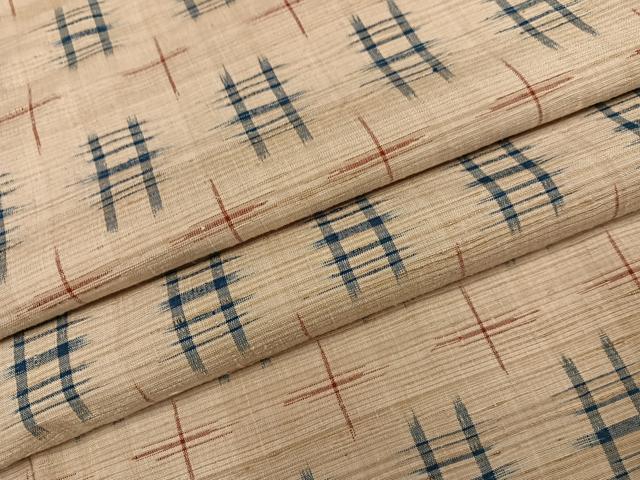 平和屋着物●上質な紬　井桁　正絹　逸品　未使用　AABG7336ph