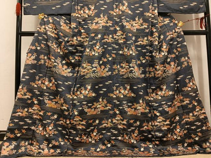 平和屋着物●訪問着　駒刺繍　松竹梅文　金彩　上代35万　仮絵羽　正絹　逸品　未使用　AABG7338ph