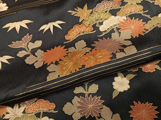 平和屋着物●訪問着　駒刺繍　松竹梅文　金彩　上代35万　仮絵羽　正絹　逸品　未使用　AABG7338ph