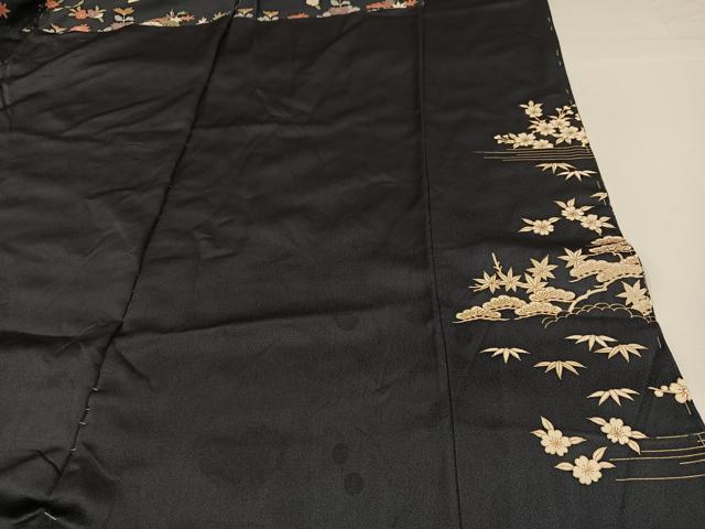 平和屋着物●訪問着　駒刺繍　松竹梅文　金彩　上代35万　仮絵羽　正絹　逸品　未使用　AABG7338ph