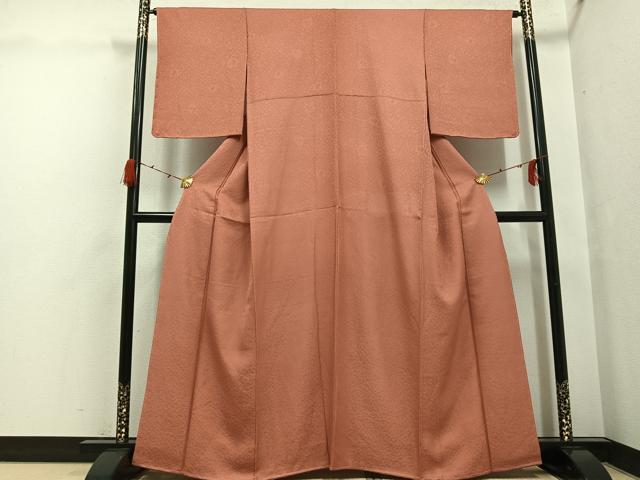 平和屋着物●上質な色無地　舞葉地紋　東雲色　正絹　逸品　未使用　AABG7339ph
