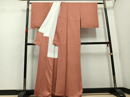 平和屋着物●上質な色無地　舞葉地紋　東雲色　正絹　逸品　未使用　AABG7339ph