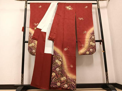 平和屋着物●越後十日町の一流染匠　桐屋・翠山工房　振袖　辻が花　絞り　金彩　銀通し地　正絹　逸品　AABG7343ph