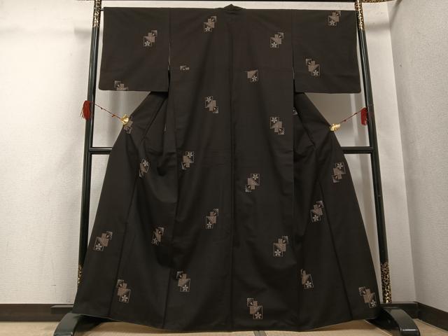 平和屋着物●本場大島紬　地空き　カタス9マルキ　夜桜文　正絹　逸品　AABG7345ph