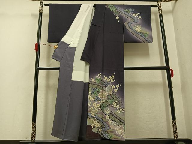 平和屋着物●訪問着　流水梅文　暈し染め　正絹　逸品　AABG7348ph