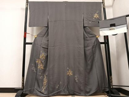 平和屋着物●訪問着　竹屋町刺繍　澤瀉　丹後ちりめん　金彩　反端付き　正絹　逸品　AABG7350ph