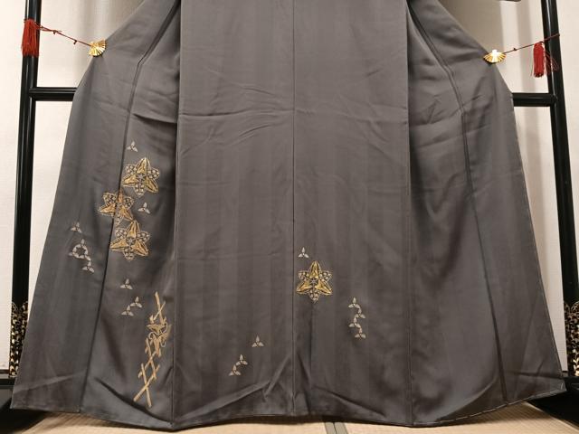 平和屋着物●訪問着　竹屋町刺繍　澤瀉　丹後ちりめん　金彩　反端付き　正絹　逸品　AABG7350ph