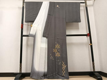 平和屋着物●訪問着　竹屋町刺繍　澤瀉　丹後ちりめん　金彩　反端付き　正絹　逸品　AABG7350ph