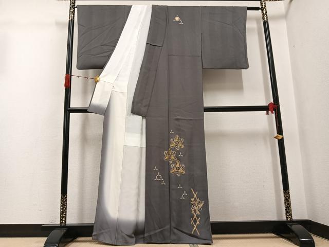 平和屋着物●訪問着　竹屋町刺繍　澤瀉　丹後ちりめん　金彩　反端付き　正絹　逸品　AABG7350ph