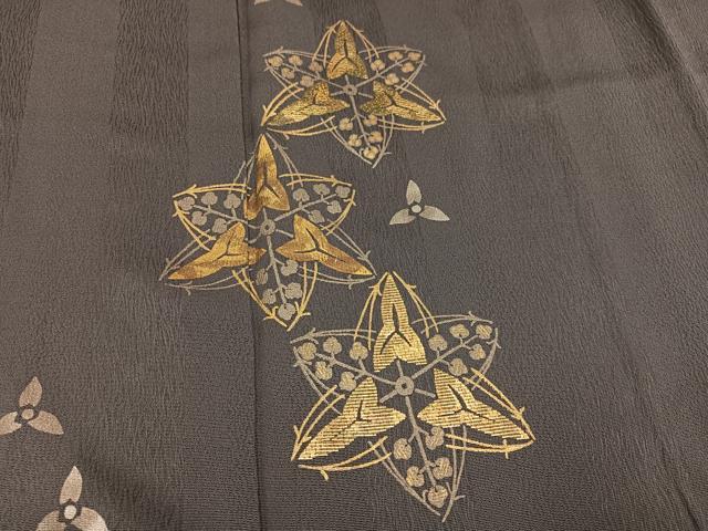 平和屋着物●訪問着　竹屋町刺繍　澤瀉　丹後ちりめん　金彩　反端付き　正絹　逸品　AABG7350ph