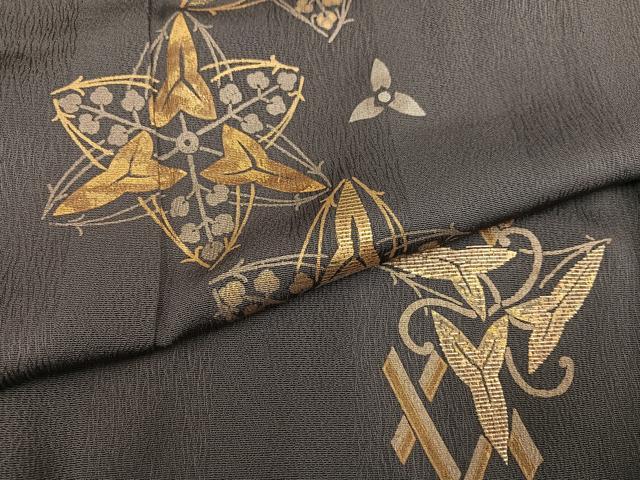 平和屋着物●訪問着　竹屋町刺繍　澤瀉　丹後ちりめん　金彩　反端付き　正絹　逸品　AABG7350ph