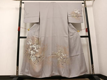 平和屋着物●訪問着　草花文　暈し染め　金彩　正絹　逸品　AABG7351ph