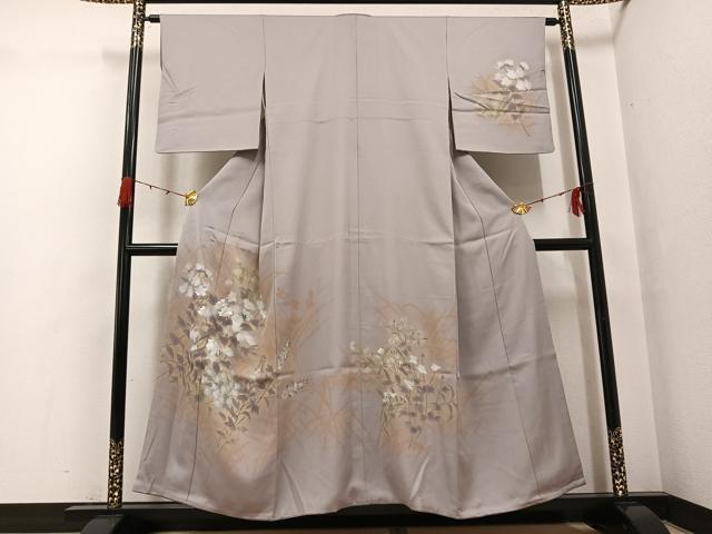 平和屋着物●訪問着　草花文　暈し染め　金彩　正絹　逸品　AABG7351ph