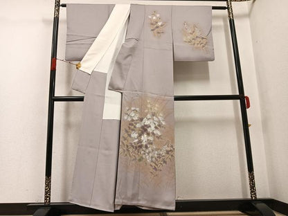 平和屋着物●訪問着　草花文　暈し染め　金彩　正絹　逸品　AABG7351ph