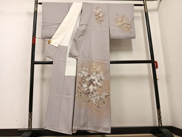 平和屋着物●訪問着　草花文　暈し染め　金彩　正絹　逸品　AABG7351ph