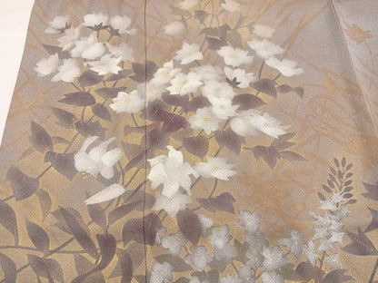 平和屋着物●訪問着　草花文　暈し染め　金彩　正絹　逸品　AABG7351ph