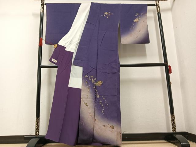 平和屋着物●訪問着　扇面花文　暈し染め　金彩　やまと誂製　正絹　逸品　AABG7354ph