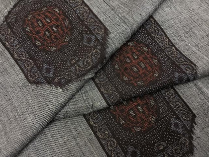 平和屋着物●本場結城紬　重要無形文化財　80亀甲　幾何学文様　正絹　逸品　AABG7355ph