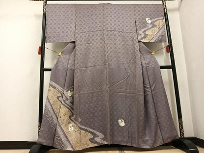 平和屋着物●訪問着　絞り　刺繍　草花文　金彩　鈴乃屋扱い　正絹　逸品　未使用　AABG7357ph