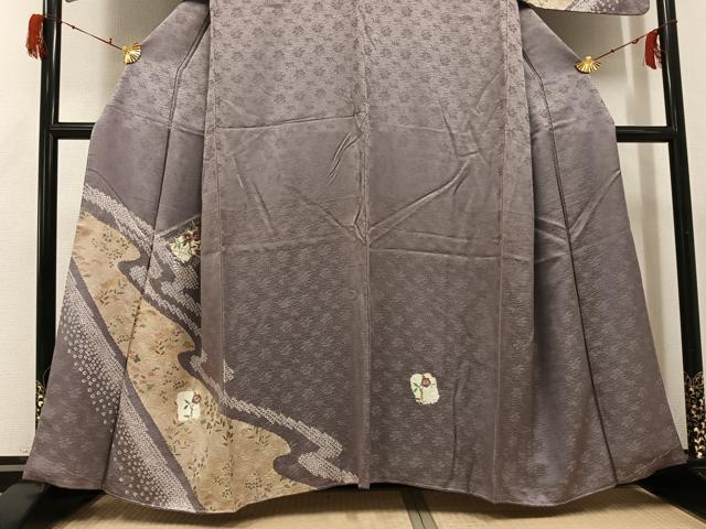 平和屋着物●訪問着　絞り　刺繍　草花文　金彩　鈴乃屋扱い　正絹　逸品　未使用　AABG7357ph