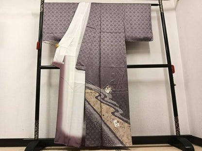 平和屋着物●訪問着　絞り　刺繍　草花文　金彩　鈴乃屋扱い　正絹　逸品　未使用　AABG7357ph