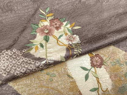 平和屋着物●訪問着　絞り　刺繍　草花文　金彩　鈴乃屋扱い　正絹　逸品　未使用　AABG7357ph