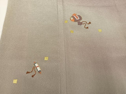 平和屋着物●訪問着　刺繍　宝尽くし　暈し染め　鬼しぼ縮緬　正絹　逸品　AABG7360ph
