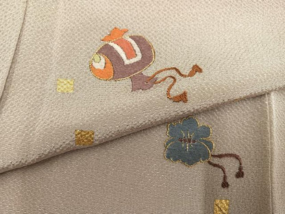 平和屋着物●訪問着　刺繍　宝尽くし　暈し染め　鬼しぼ縮緬　正絹　逸品　AABG7360ph
