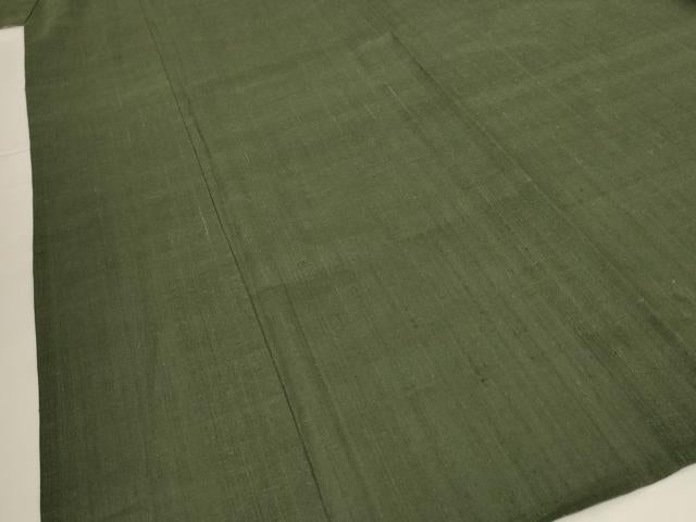平和屋着物＊夏物 色無地 紗紬 麹塵色 正絹 逸品 未使用 AABG7362jd