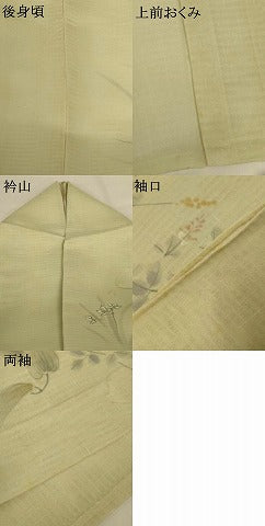 平和屋着物＊夏物 訪問着 紗 手描き 草花文 正絹 逸品 AABG7366jd