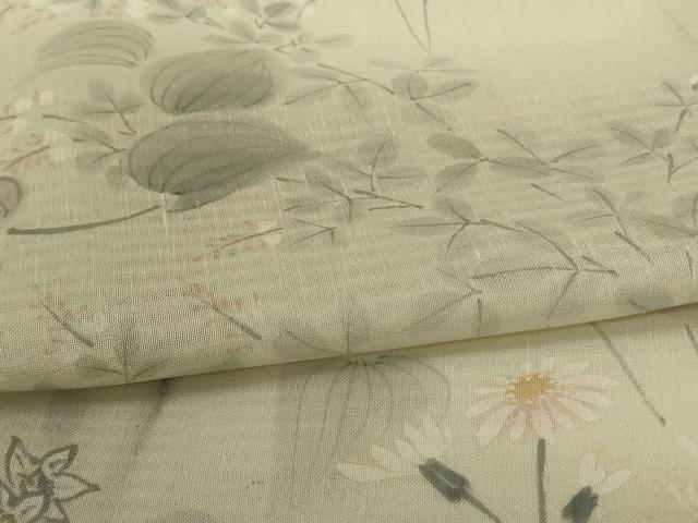 平和屋着物＊夏物 訪問着 紗 手描き 草花文 正絹 逸品 AABG7366jd