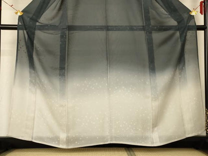 平和屋着物＊夏物 訪問着 紗 霞文 暈し染め 反端付き 正絹 逸品 AABG7367jd