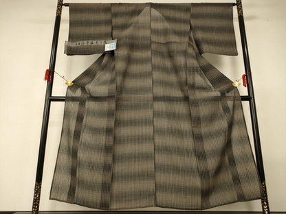 平和屋着物＊夏物　小千谷ちぢみ　格子　証紙付き　麻　逸品　未使用　AABG7368jd