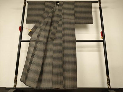 平和屋着物＊夏物　小千谷ちぢみ　格子　証紙付き　麻　逸品　未使用　AABG7368jd