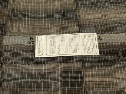 平和屋着物＊夏物　小千谷ちぢみ　格子　証紙付き　麻　逸品　未使用　AABG7368jd