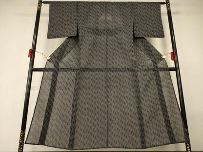 平和屋着物＊夏物 明石ちぢみ 変わり縞 正絹 逸品 AABG7369jd