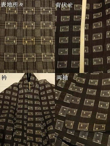 平和屋着物＊夏物 小紋 紗 幾何学文様 正絹 逸品 AABG7370jd