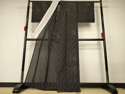 平和屋着物＊夏物 小紋 絽 縞 正絹 逸品 未使用 AABG7373jd