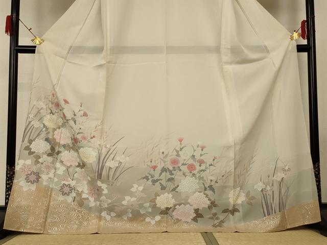 平和屋着物＊夏物 訪問着 絽 紫陽花 銀彩 ロング丈 正絹 逸品 AABG7377jd