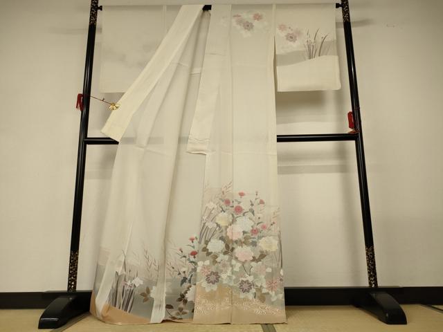 平和屋着物＊夏物 訪問着 絽 紫陽花 銀彩 ロング丈 正絹 逸品 AABG7377jd