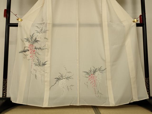 平和屋着物＊夏物 訪問着 絽 手描き 藤花房 正絹 逸品 AABG7378jd