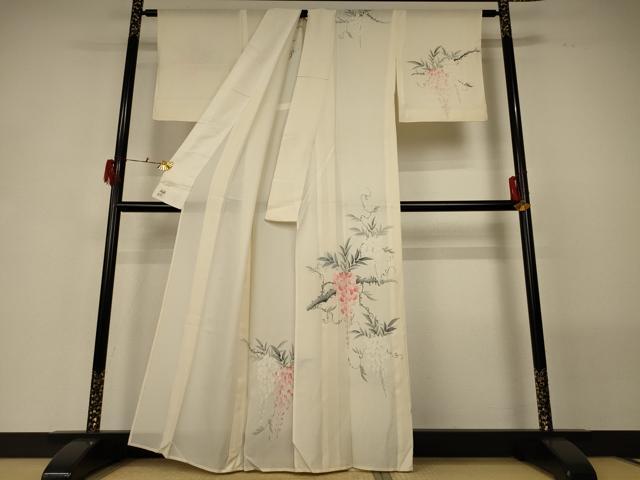 平和屋着物＊夏物 訪問着 絽 手描き 藤花房 正絹 逸品 AABG7378jd