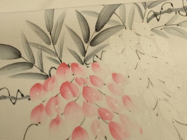 平和屋着物＊夏物 訪問着 絽 手描き 藤花房 正絹 逸品 AABG7378jd